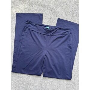 JL Laughlin Women's Navy Blue Wide Leg Lounge Pants Size Large Pull On Stretch